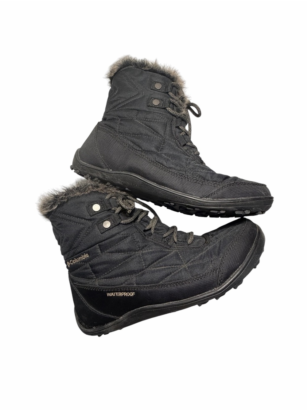 Columbia Womens Minx Shorty Black Faux-Fur Trim Insulated Winter Boots Sz 11 - Picture 8 of 13